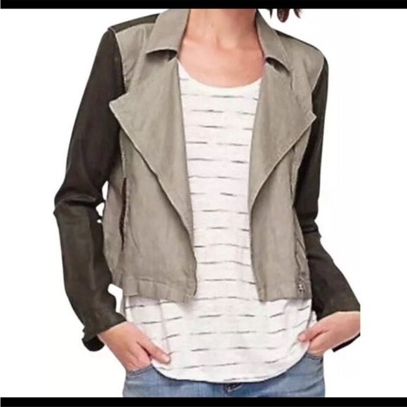 Eileen Fisher Organic Linen Moto Jacket Zip Up XL - Picture 2 of 10